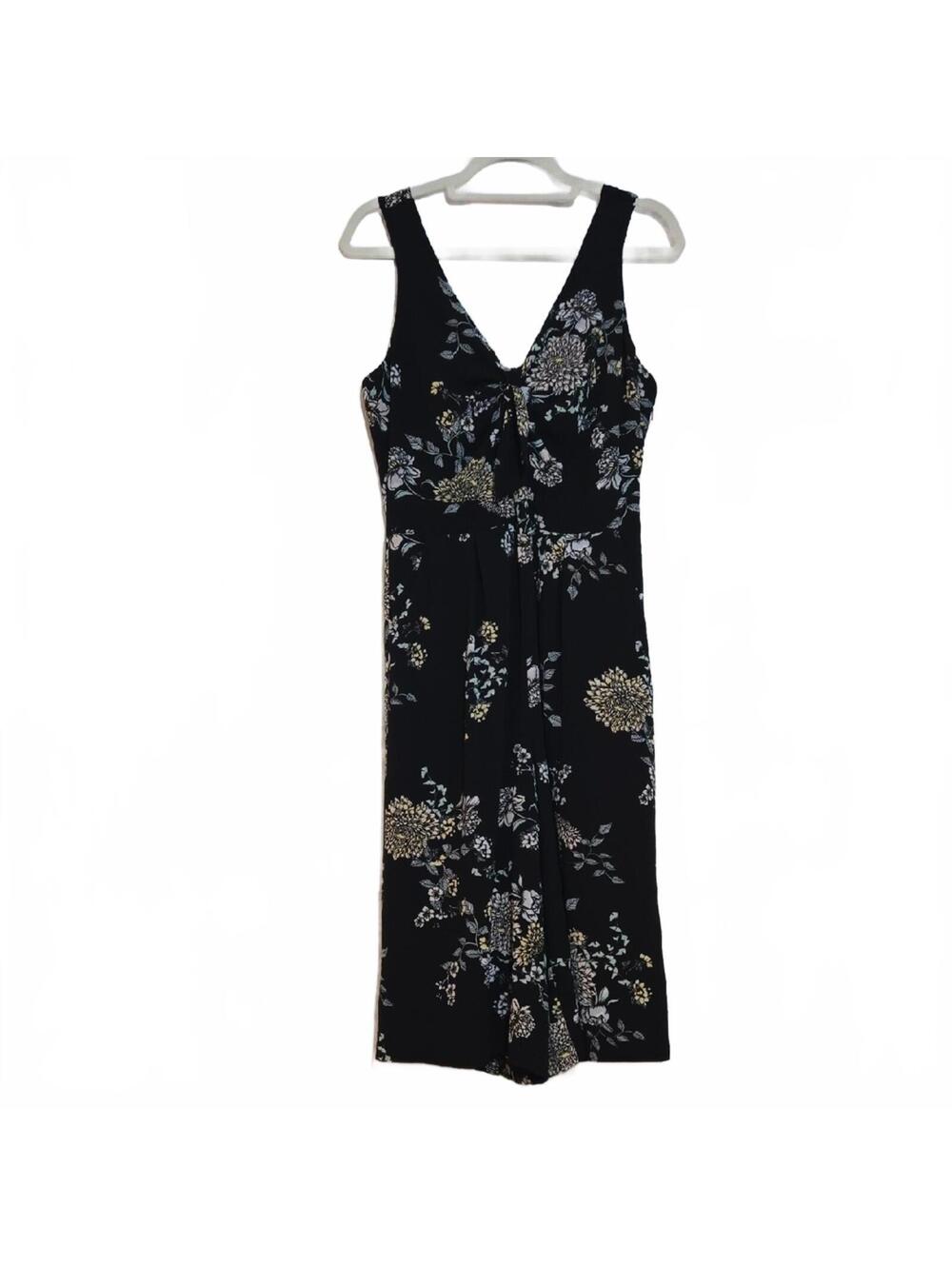 Candie's Black Gold Floral Design Jumpsuit Size Large